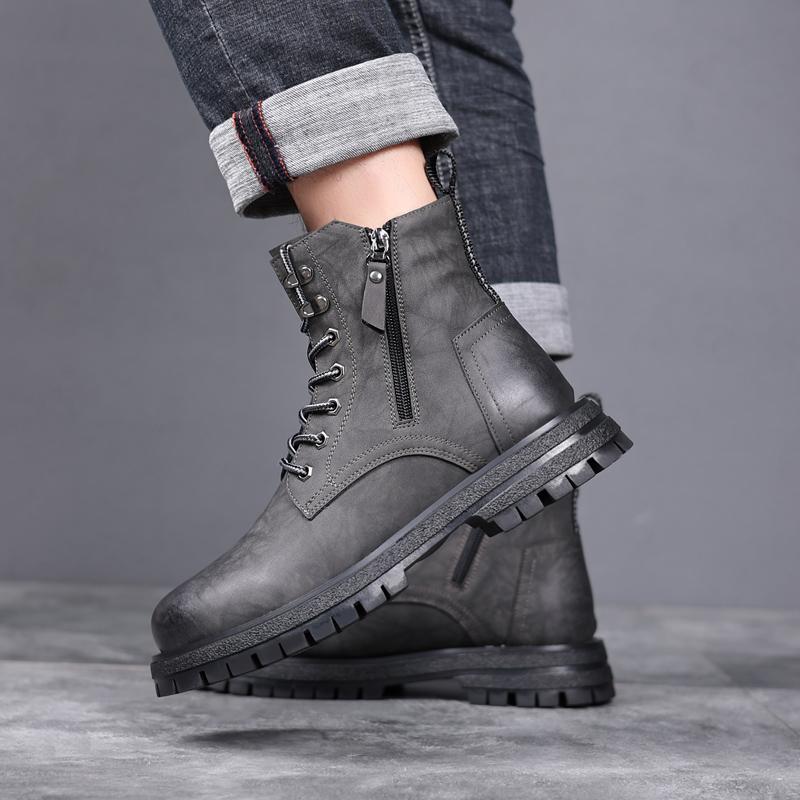 Outdoor Mens Casual Leather High Top Boots Stylish Ankle Boots 2025 New Low Top Walking  Shoes Hot Sale Lace-Up Motocross Botas