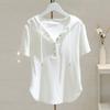 Kapuzen-T-Shirt mit Kordelzug für Damen für Kurzarm Sommer Modisch Locker Schlank Vielseitiges T-Shirt Basisshirt