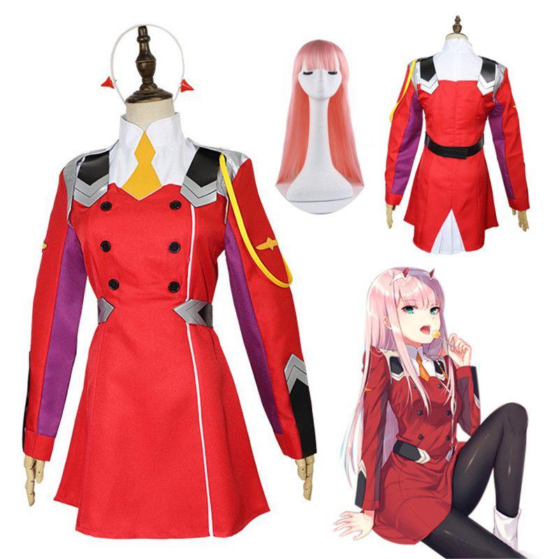 Darling In The Franxx 02 Zero Two Antrekk Rød Uniform Halloween Cosplay Kostyme