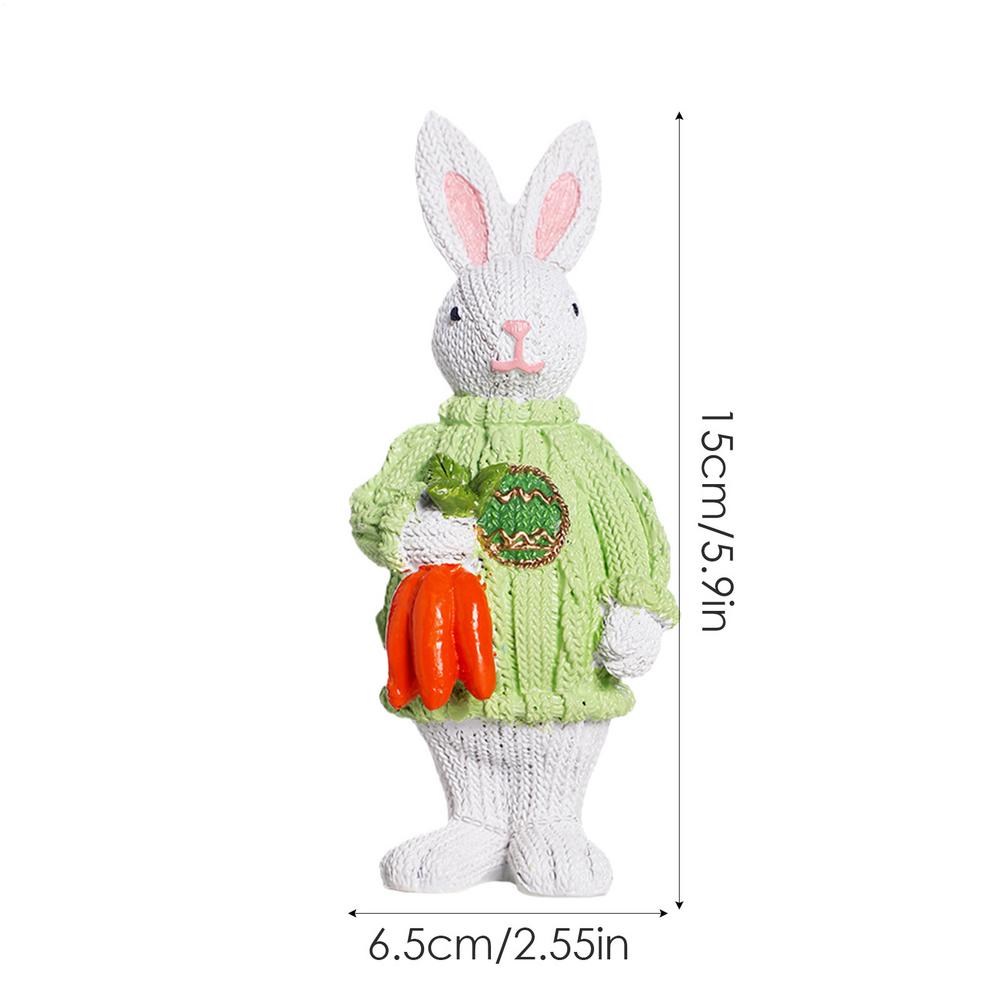 Rabbit Statue Easter Figurines Hold Carrot Small Spring Rabbit Sculpture For Desk Entryway Office Shops Living Room Bedroom