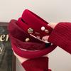 Fashion Flocking Sponge Oval Headband Chinese New Year Red High Cranial Top Pressure Hair Headband Vintage Premium Hair Accessories