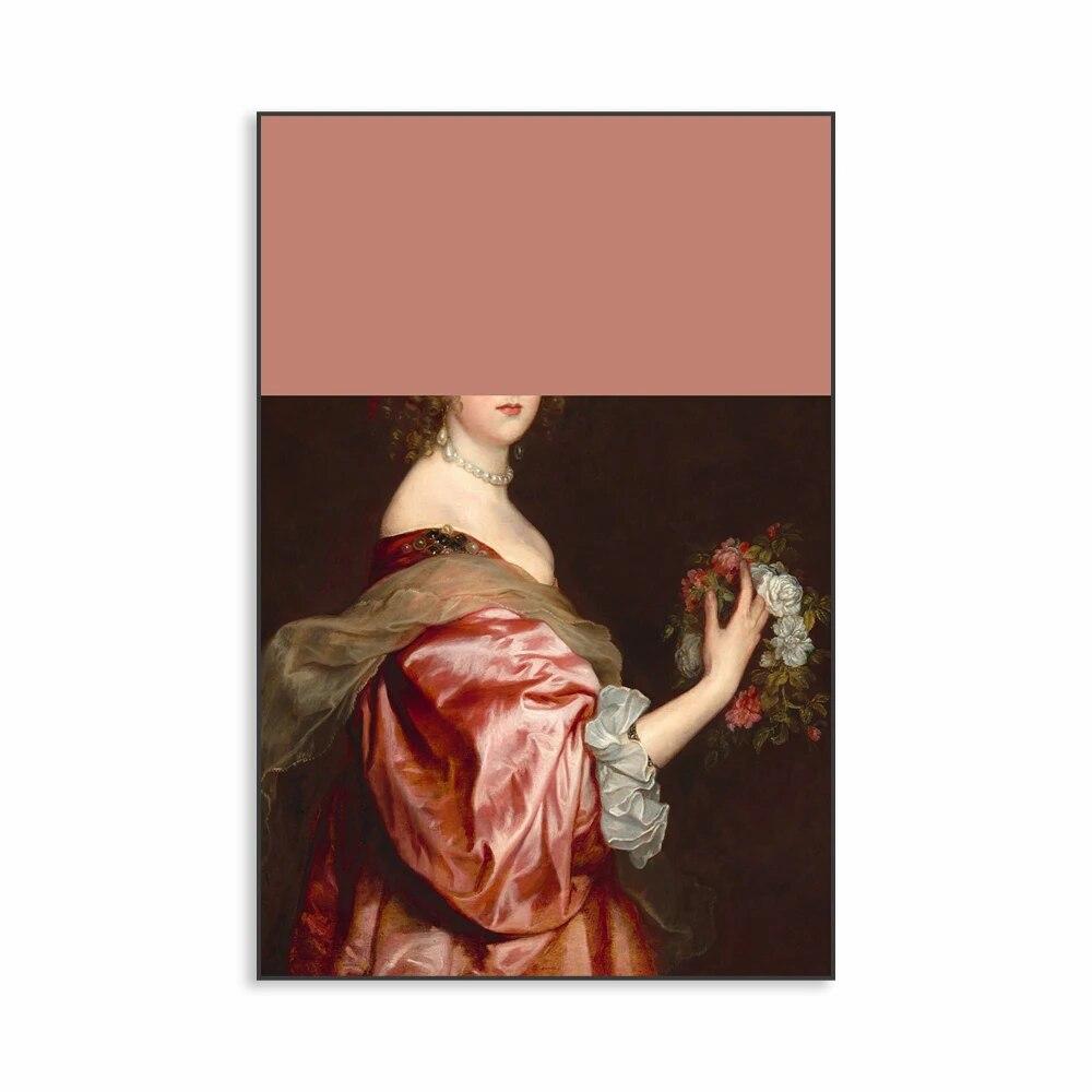 

Винтажная измененная картина маслом, принты, забавный постер для ванной комнаты, портрет, Ренессанс, художественные принты, картина на холсте, домашний декор для туалета 21cm×30cm NoFrame