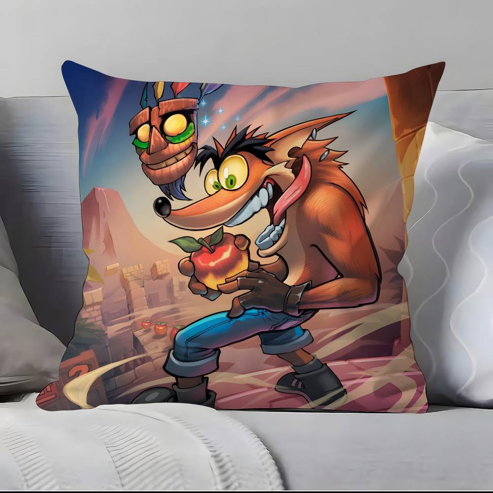 Game Cartoon Crashs B-B-Bandicoot Pillow Case Pillowcase Soft Skin Friendly & Comfortable With A Hidden Zipper