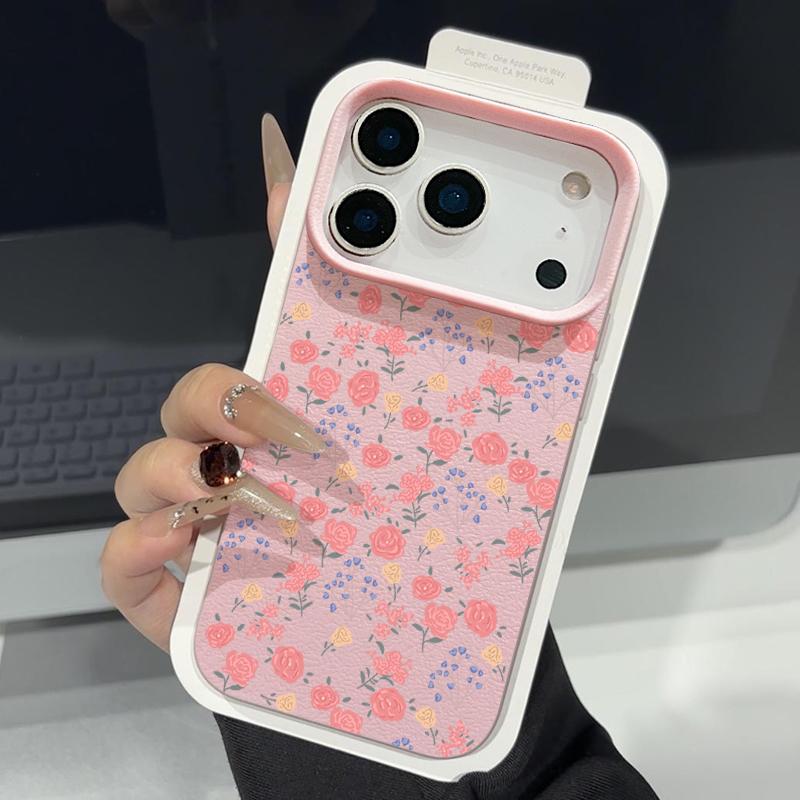 Ledertextur TPU Handyhülle Für iPhone 17 17e 16e 16 15 Pro Max 14 13 Pro Max 11 Magnolienblüte Weiche Silikon-Rückseite