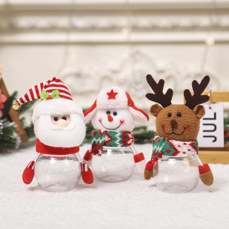 Christmas Candy Jar Plastic Christmas Cookie Storage Bottle Gift Candy Box Dropshipping