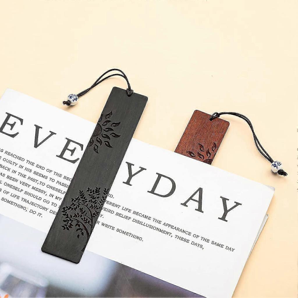 2 Pcs Wood Bookmark, Unique Bookmarks Gift for Men Women, Book Marks Accessories (Sun and Tree)