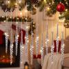 Seasonal Home Holiday Accents 12Pcs Spiral Icicle Ornaments, Christmas Twisted Hanging Decor, Transparent Winter Wonderland Party Supplies Pendants