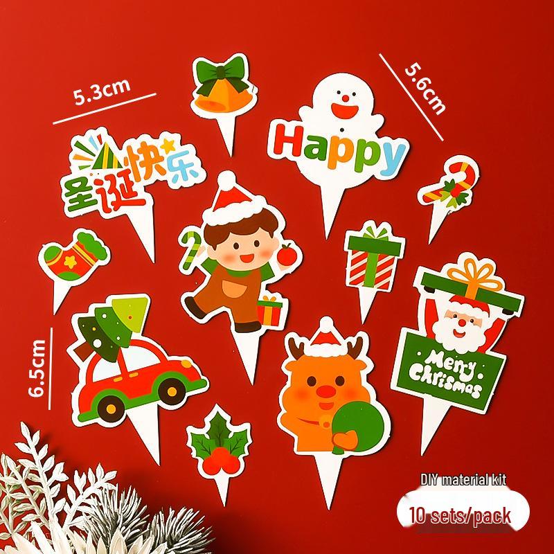 Popular Soft Glue Christmas Cake Ornaments: Santa Claus & Snowman Inserts for Holiday Party Desserts