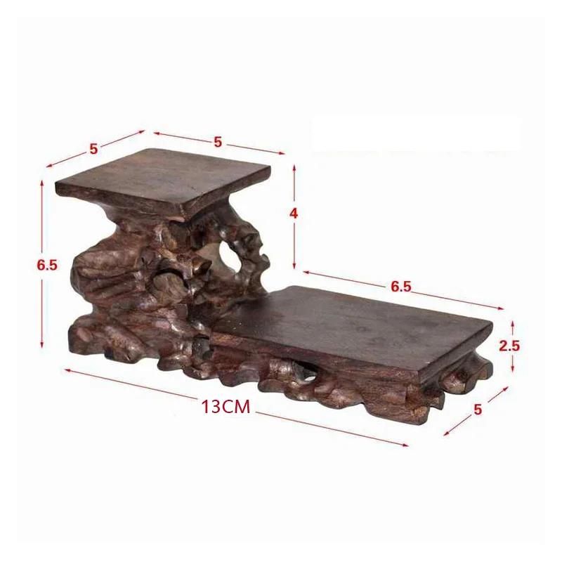 Retro Wooden Tea Table Teapot Cup Base Vase Decor Display Stand Bonsai Statues Stone Pedestal Display Wooden Base Serving Tray