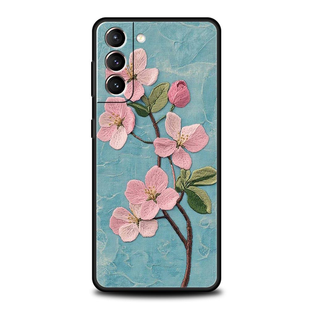 Flower Marble Phone Case For Samsung Galaxy S25 Edge S24 S23 S22 S21 Ultra S20 FE 5G S10 S10E S9 Plus Soft TPU Cover