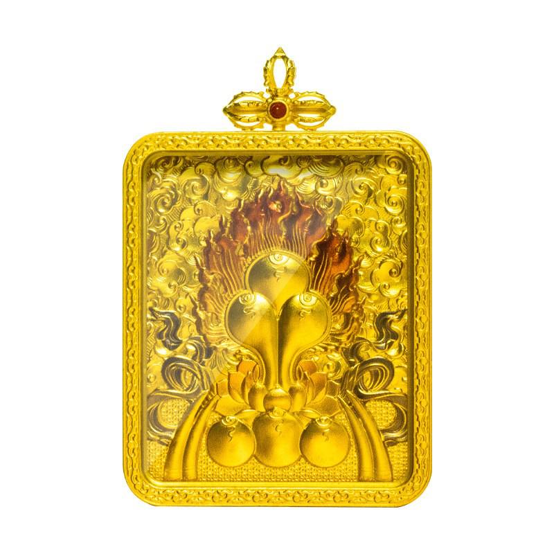 Tibetan Brass Gold-Plated Thangka Pendant Necklace