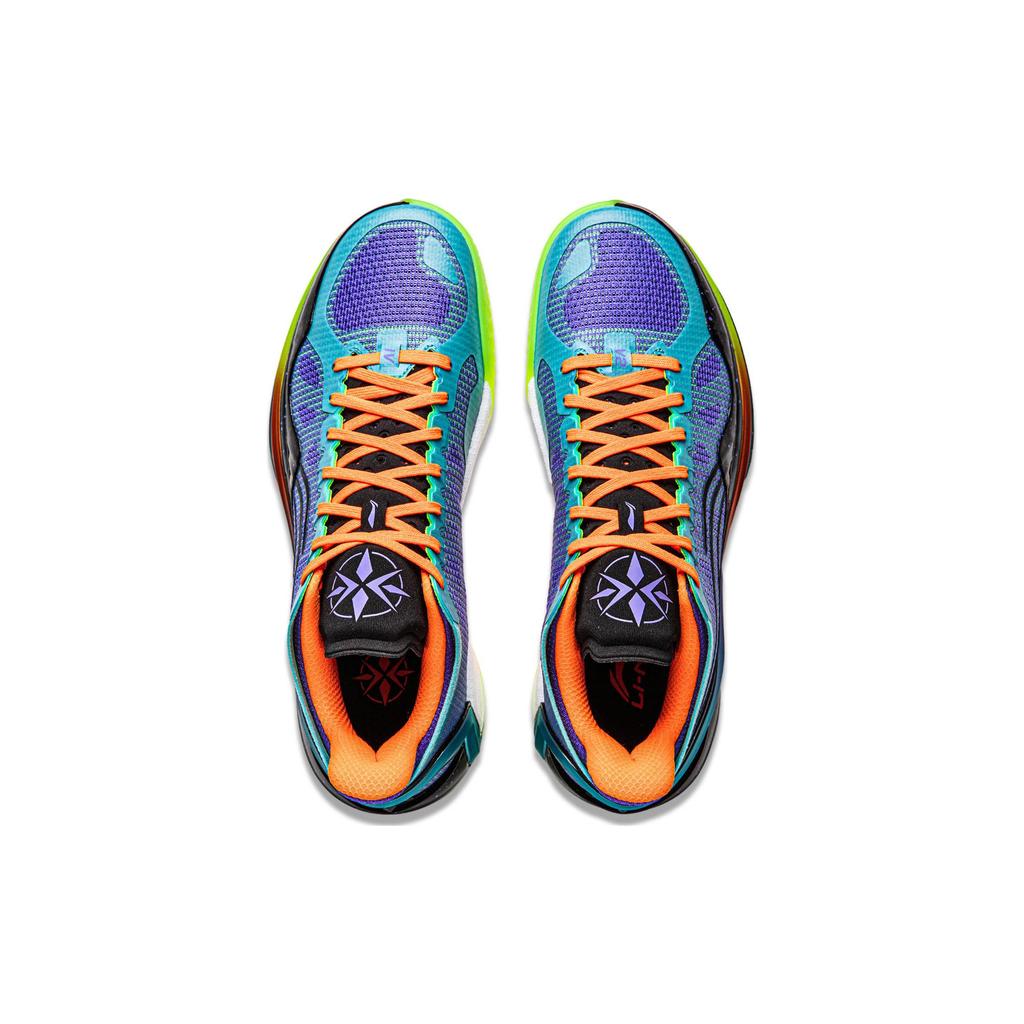 New LiNing Blade 4V2 Cushioned Slip Resistant Lightweight Rebound Low Top Basketball Shoes Men's Purple Green ABAU037-6