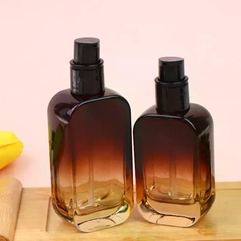 30/50/100ml Gradient Brown Travel Pump Bottle Lash Shampoo Bottle For Hand Sanitizer Liquid Plastic Empty Soap Refillable Bottle