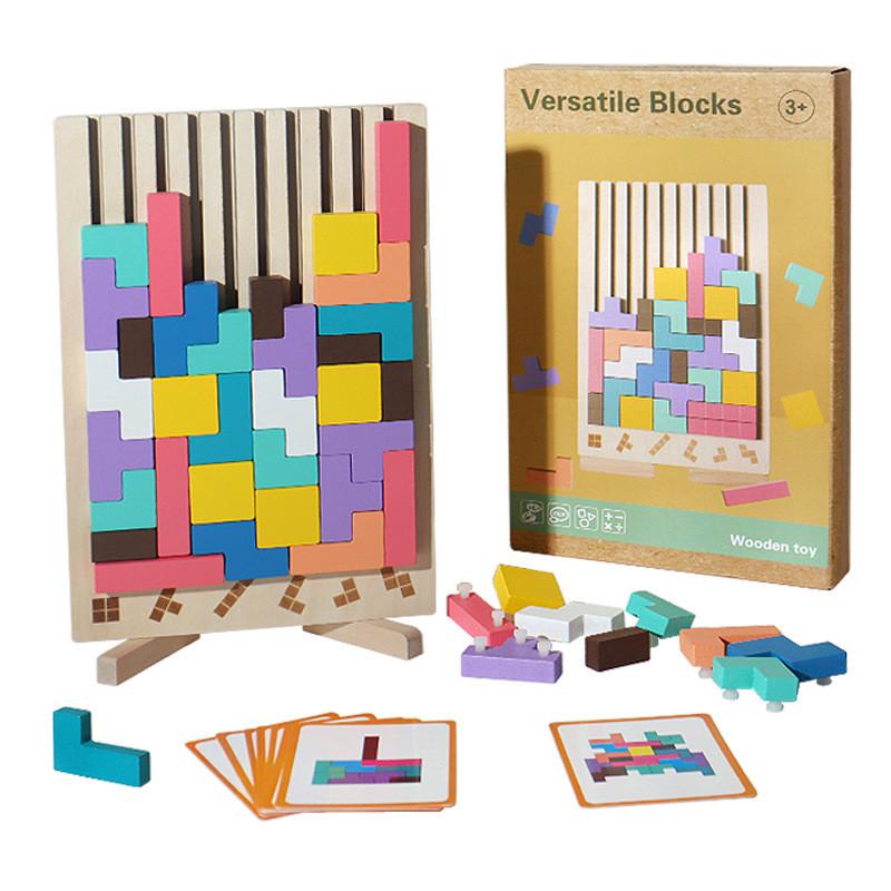Wooden Tetris Playset Toy For Kids Learning And Development Gift For Children