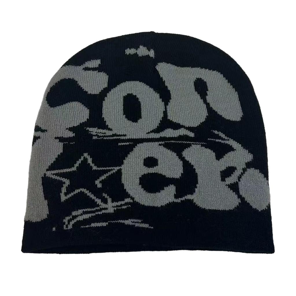 Y2K Hip-hop Unisex Beanie Hat Men Autumn and Winter Harajuku Style Photo Props Versatile Pile Bonnet