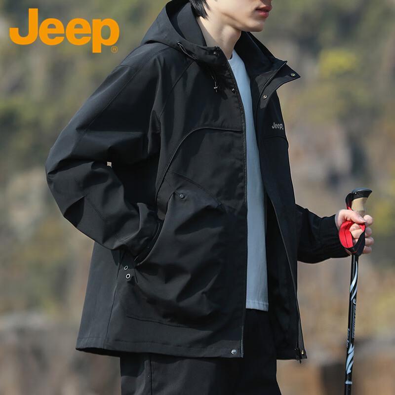 Jeep Men's Loose Hooded Outdoor Jacket