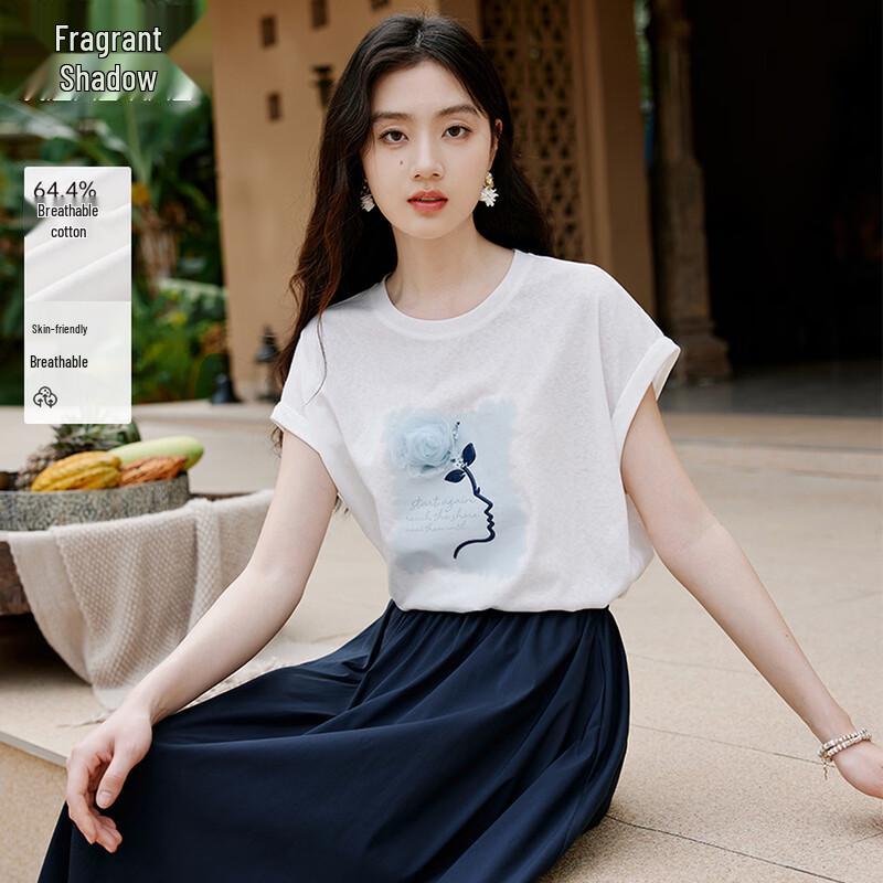 Xiangying Women s Short Sleeve 3D Rose Print T-Shirt S