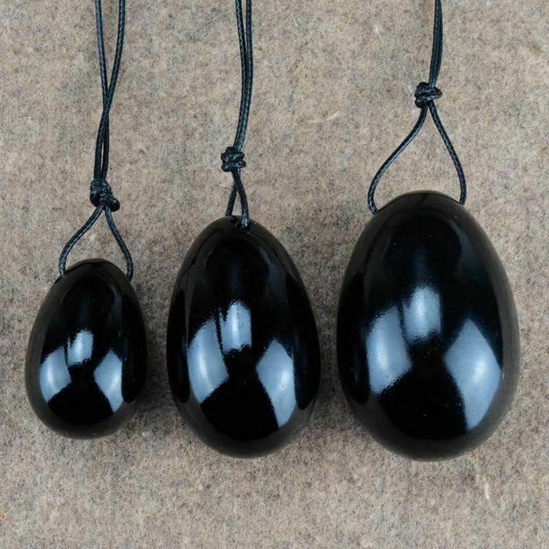 3 / Set Natural Black Obsidian Yoni Egg Kegel Exercise Massage Balls Kegel Exercisers