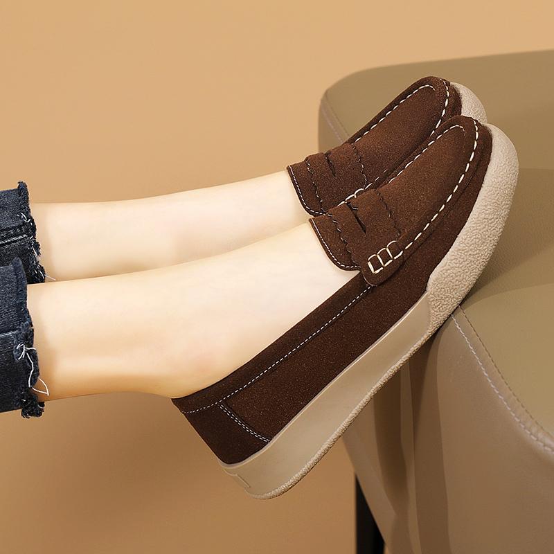 Damen-Mokassins, Penny-Loafer, lässige Slip-Ons, Krankenschwester-Schuhe, Erbsen, weiche Flats, schwarze Fahr- und Wanderschuhe für Damen