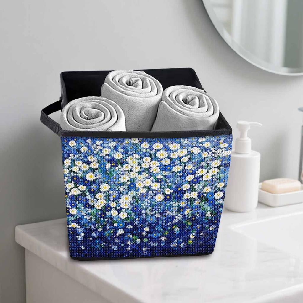 Flower Field 5D Diamond Painting Storage Basket Full Round Drill Mosaic Diamond Embroidery Cross Stitch Kits Home Decor Home Decor