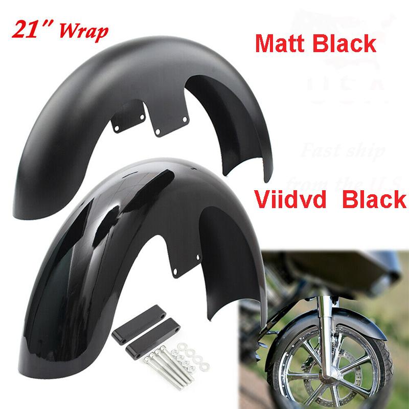 Motorcycle 19" Black Wheels Wrap Front Fender Mudguard Heavy-Duty Steel For Harley Touring Road King Electra Street Road Glide