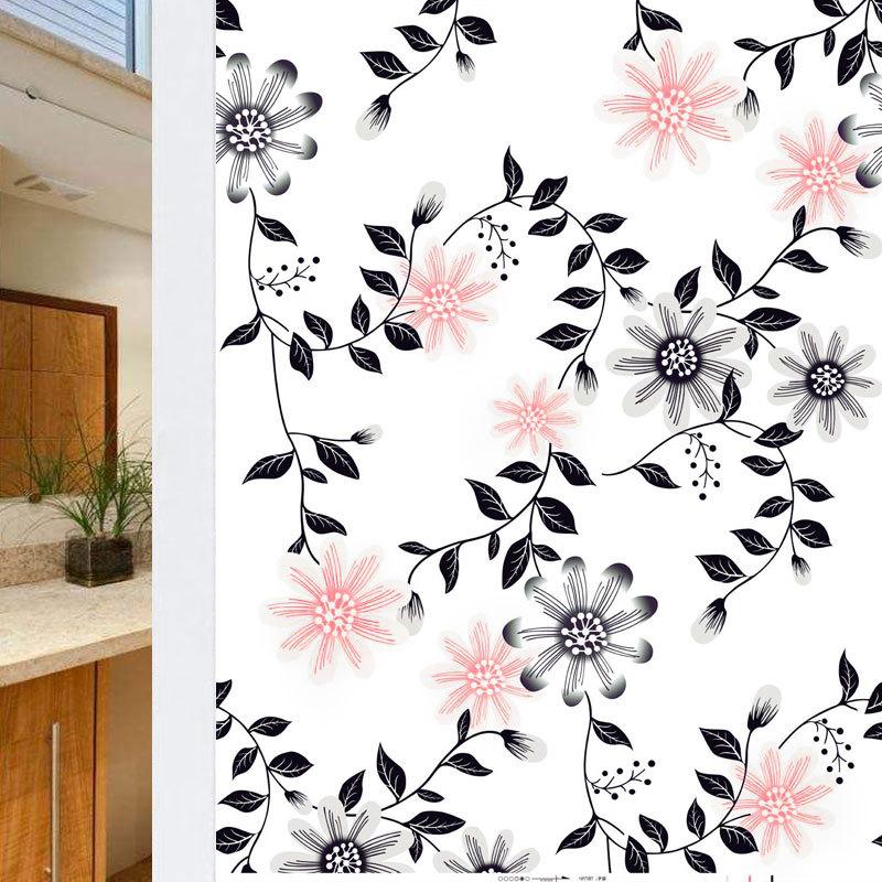 Frosted Window Film Slavic Privacy Decor, Self-Adhesive Bathroom Glass Cover, UV Blocking Frosted Sticker for Home