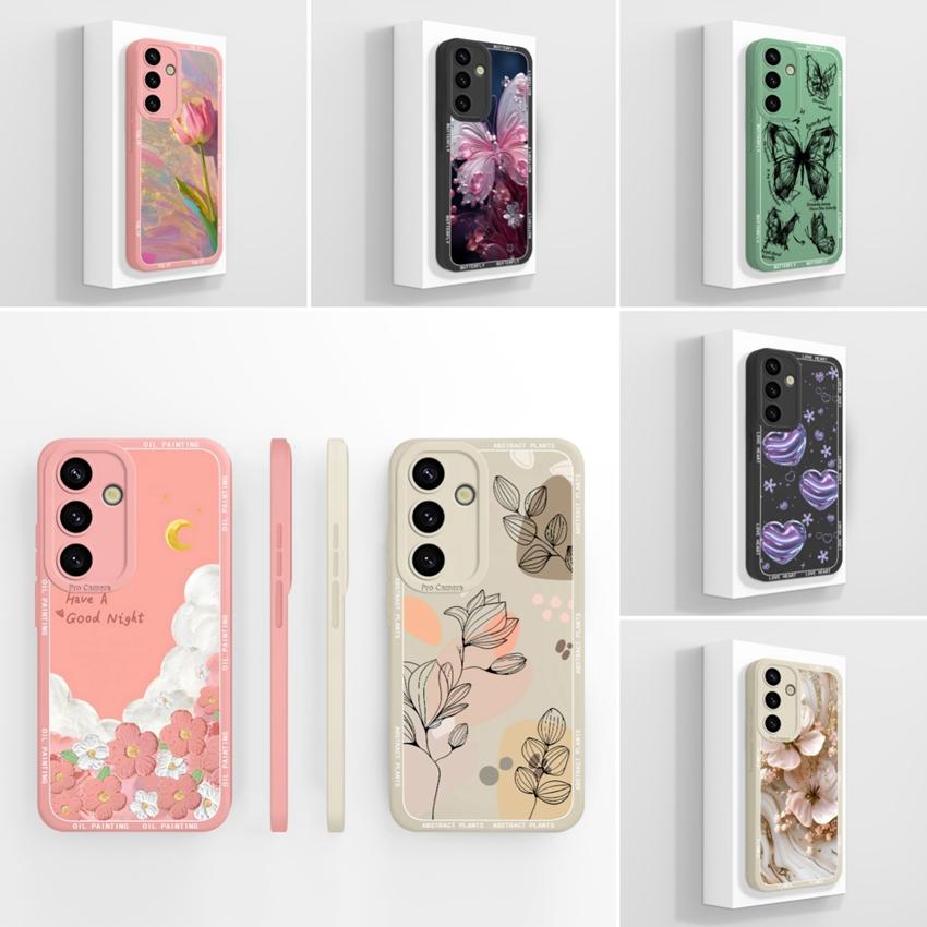 

For Samsung Galaxy S24 S23 S22 S21 FE Ultra S25 Edge Phone Case Liquid Silicone Colorful Flower Pattern Anti Drop Protective Shell For Samsung Housing Samsung S24 FE