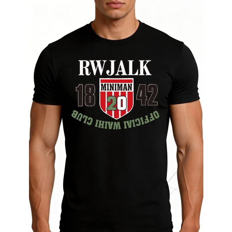 

European sizes Men s Retro Shield Numbers Club T-Shirt - Rwjalk Miniman, Breathable Soft Lightweight Short Sleeve Round Neck Casual Top S чёрный