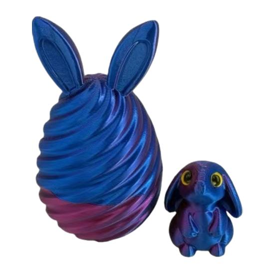 3D Printed Easter Egg with Mini Bunny Inside Spiral Bunny Egg Fidget Toy for Home Office Decor Easter Basket Stuffers for Kids Adults