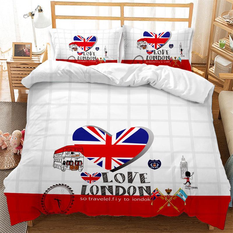 Girls Teen Romantic Bedding Collection King Paris Eiffel Tower Duvet Cover Microfiber British Style Love Heart Cartoon Comforter Cover