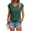 Women Summer Short Sleeve Solid Color V Neck Casual T Shirt Fashion Top
