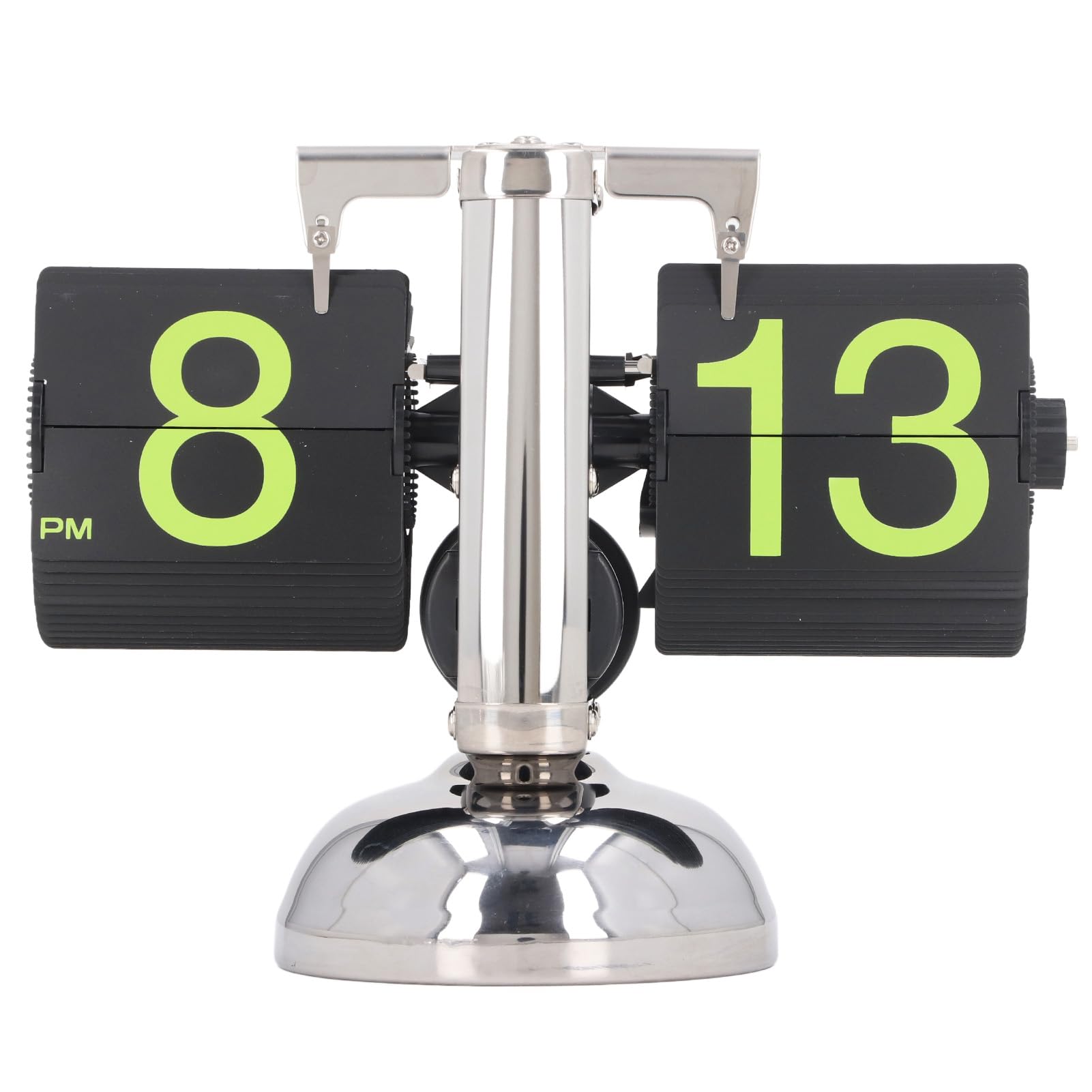 

Stainless Steel Green Numbers Automatic Flip Page Clock Retro Balance Page Turning Table Clock A