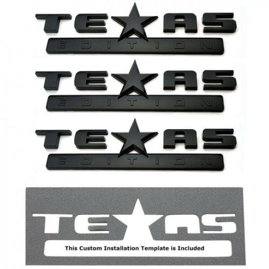 Raised Emblems TEXAS EDITION Gloss Black 3D for Chevy Silverado Stickers 3 Packs