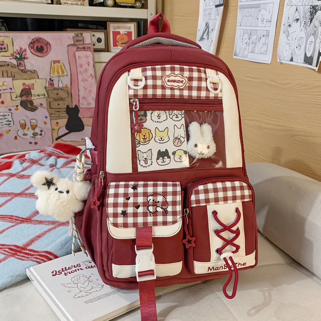Schultasche Japanischer ins Stil Schultasche Mittelschule Mädchen Rucksack mit großem Fassungsvermögen Hoher Wert Transparente Schmerztasche Schüler Freizeitrucksack