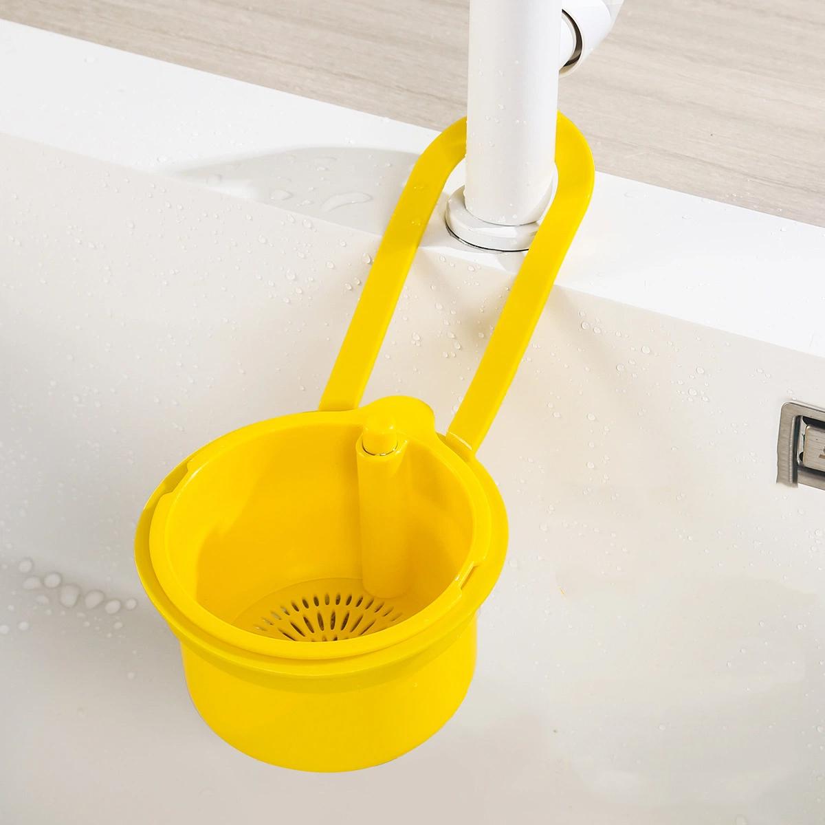 

1Pc Plastic Kitchen Hanging Sink Drain Basket Automatic Dump Kitchen Sink Waste Collector Removable Bottom for Easy Installation жовтий