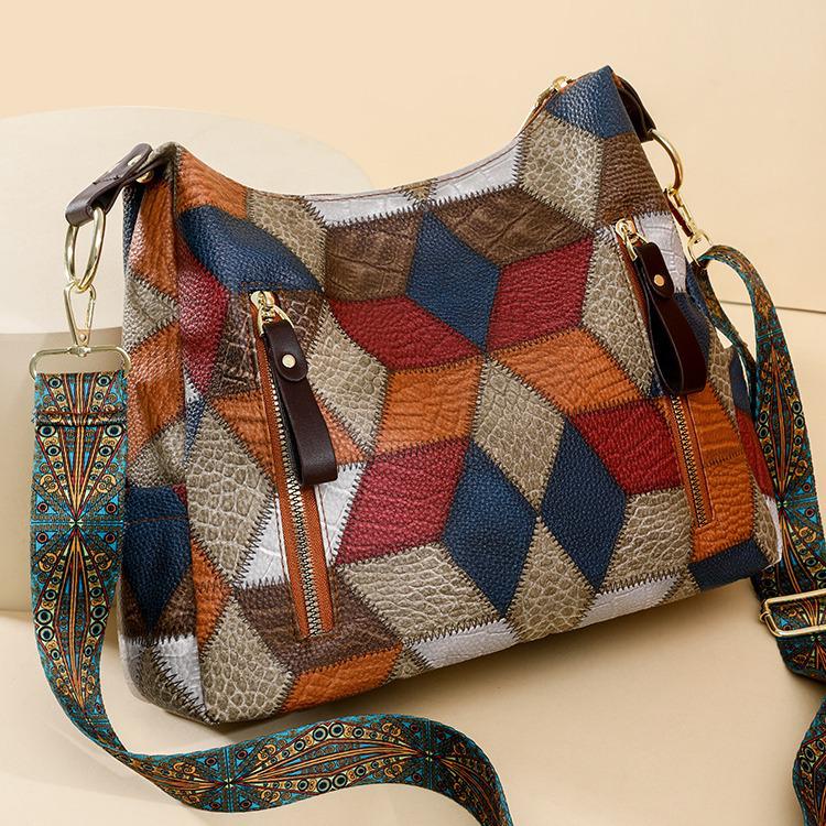 Retro Einseitige Umhänge-Mummy-Tasche - 2024 Neuer Farbblock Große Kapazität Damen-Tragetasche