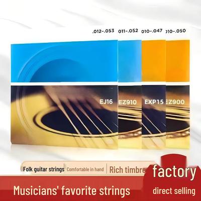 Acoustic & Electric Guitar Strings: DDLO Folk, EZ Brass, EJ Phosphor Bronze, EXL Electric.