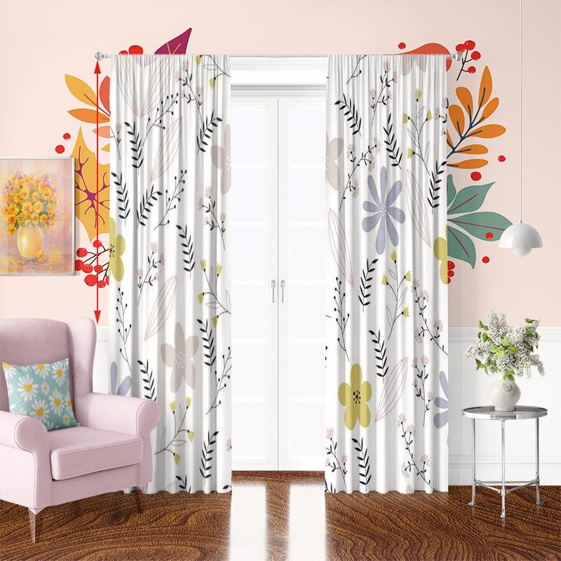 2Pcs- Green plant-printed curtain -100% polyester material, suitable for bedroom curtain and living room decoration;