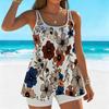 Damen Tankini Badeanzug 2-teilig Aquarell Blumenfragmente Pflanzenprint Urlaubs Badeanzüge