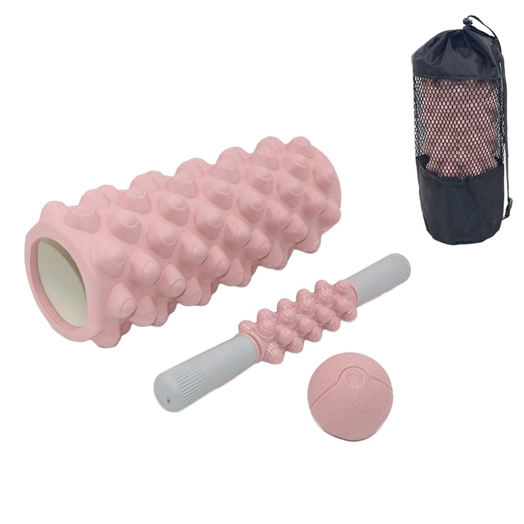 33cm Hollow Foam Roller Set With Bumpy Nodules Includes Massage Stick And Myofascial Ball For Yoga Pilates Recovery