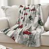 1Pcs Christmas Red Cars And Trees Printed Flannel Blanket Lightweight Soft Throw Soft All-Season Bedspread for Couch Camping Travel