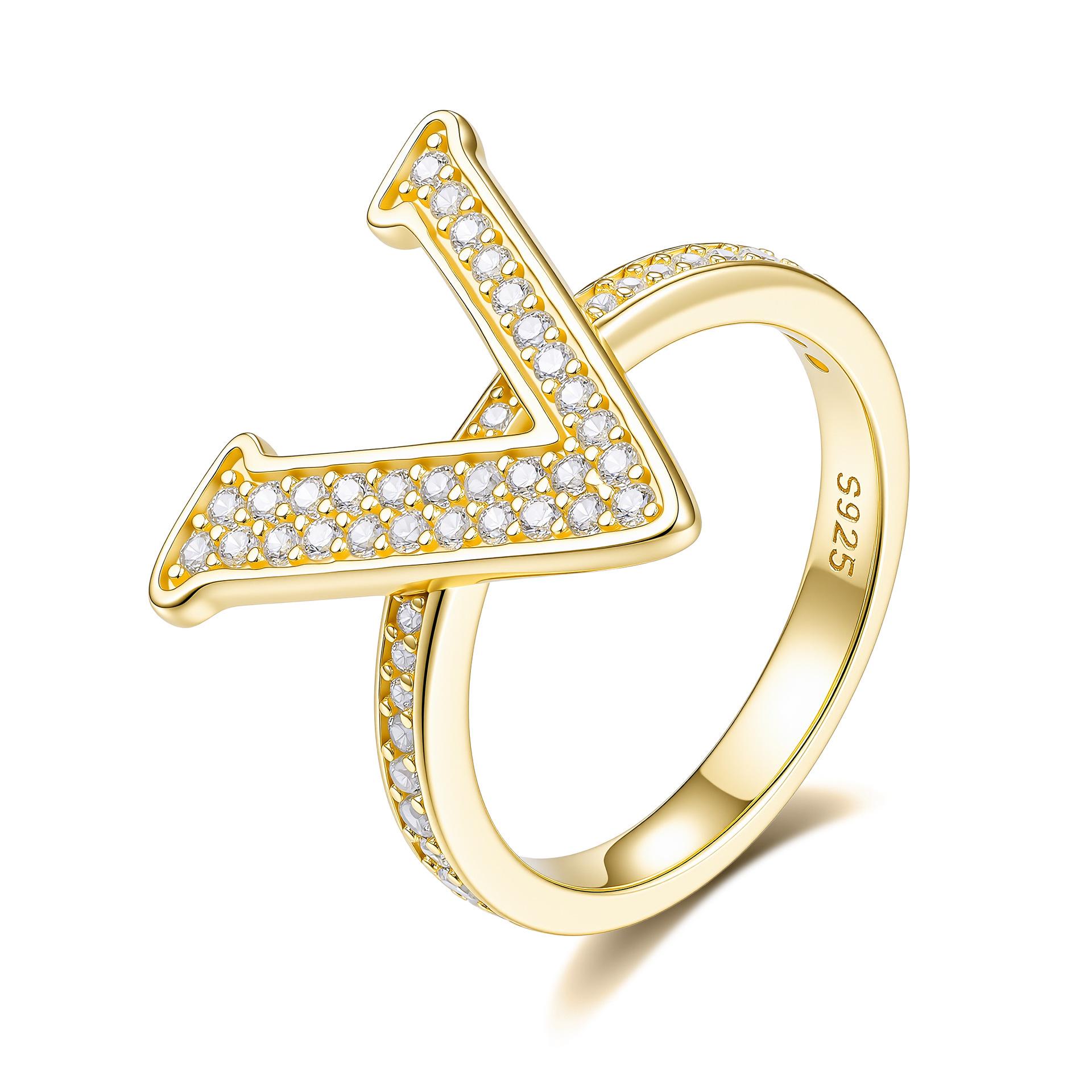 European & American Moissanite 26-Letter S925 Sterling Silver Hip Hop Ring Custom Zircon, specify color in note