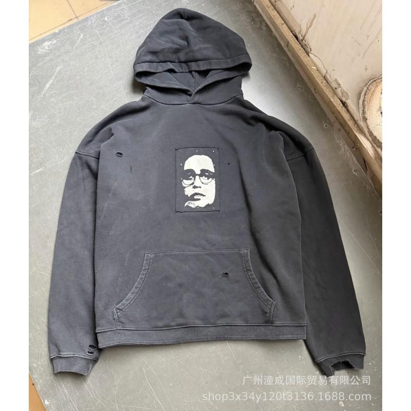 Túlméretezett mosott pamut kapucnis pulóver betűnyomattal Uniszex Streetwear Őszi alkalmi pulóver