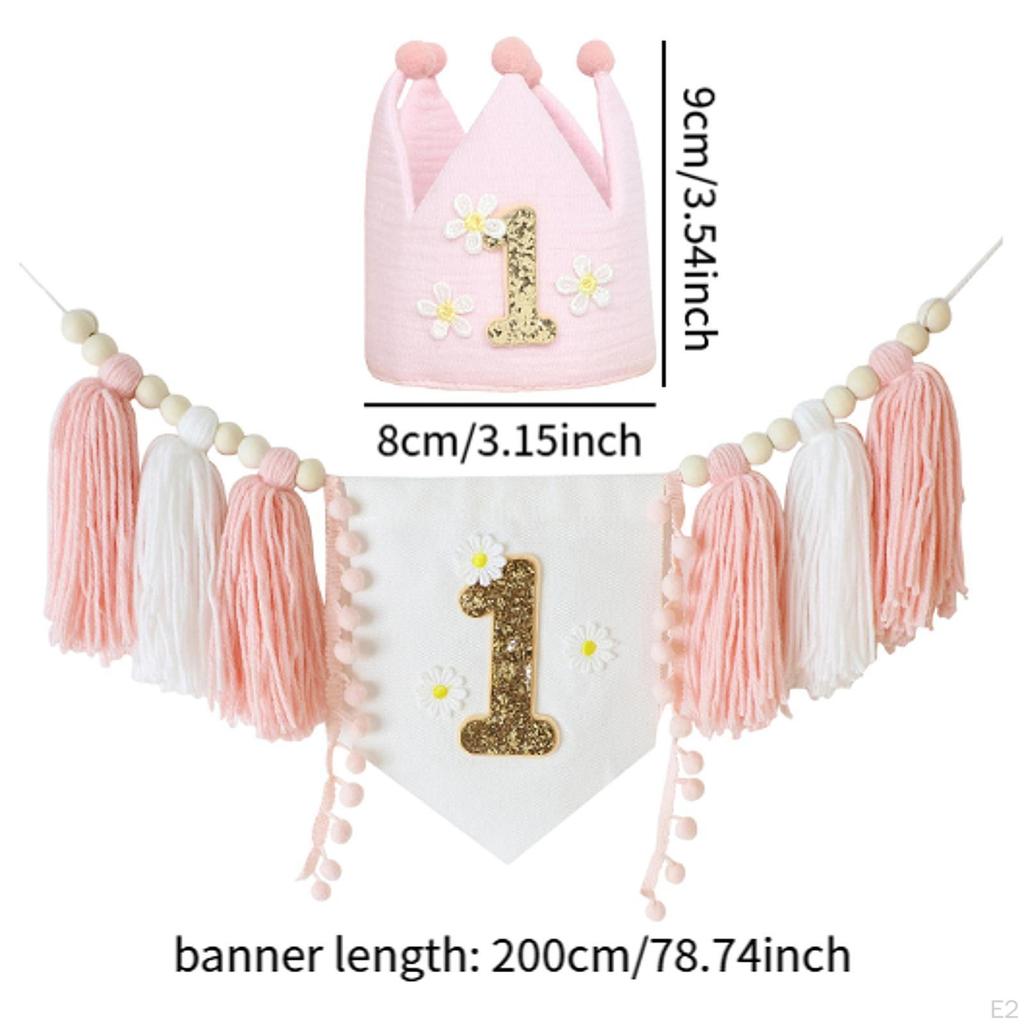 First Birthday Party Decorations High Chair Banner and Crown Hat Decorative Themed Supplies