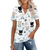 Women's Casual V Neck Short Sleeve T Shirt with Print Top