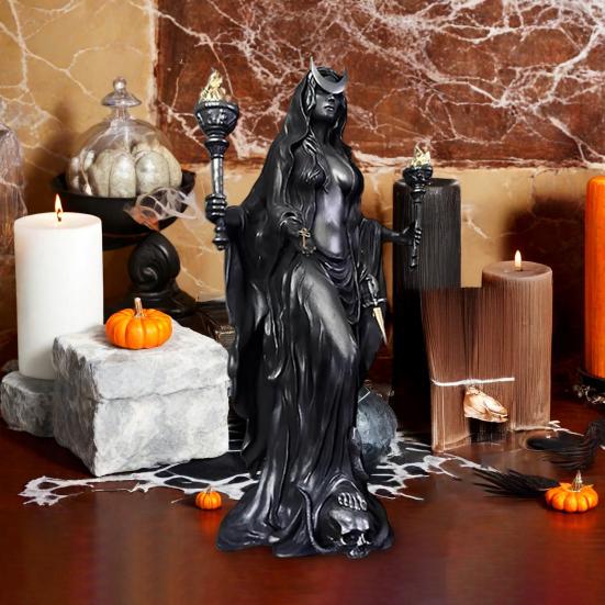 Hekate Niktipolos Statue Magic Greek Goddess Witch Figurine Lightbringer or Morning Star Resin Sculpture for Home Decor