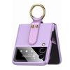 Phone Case for Samsung Galaxy Z Flip 3 Built in Screen Protector Phone Back Cover with Kickstand Ring Holder Purple