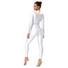 Womens Sparkle Rhinestone Dance Gymnastics Leotard Mock Neck Long Sleeve Long Pants Jumpsuit