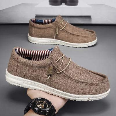 Summer Men's Canvas Shoes Linen Upper Soft Sole Vulcanized Casuals for Men Business Casual Shoes Outdoor Driving Flat Shoes 2025