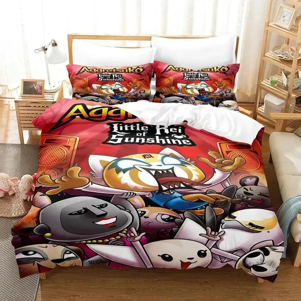Anime Aggretsukos Bedding Set Boys Girls Twin Queen Size Duvet Cover Pillowcase Bed Kids Adult Fashion Home Textile Customizable